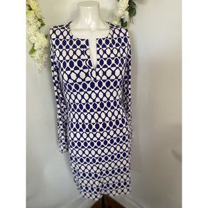 Diane Von Furstenberg Vintage Womens Abstract Midi Dress Purple and White Size 2